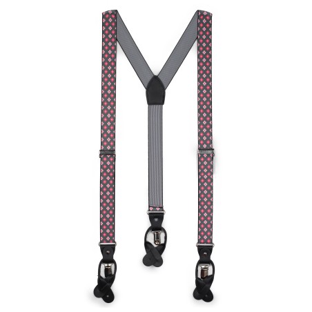pink gray floral mens suspenders
