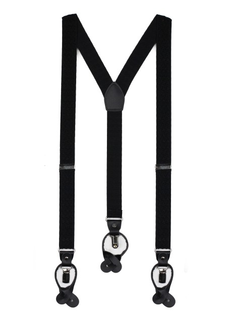 Houndstooth Weave Suspenders in Black