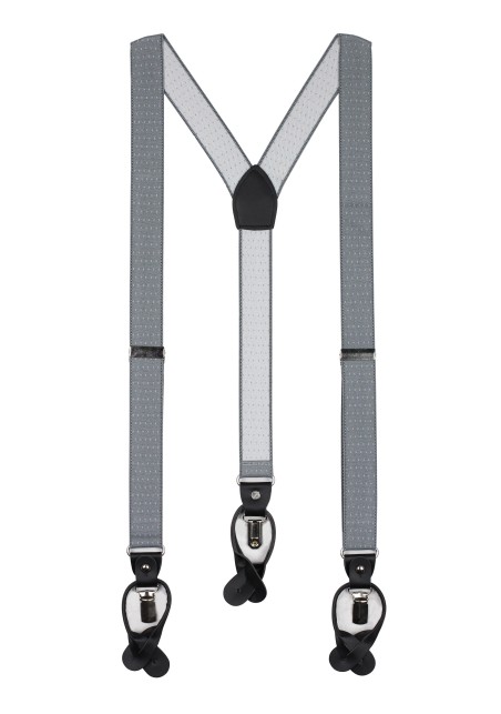 Silver gray pin dot dress suspenders for men