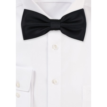 Satin Bow Tie in Jet Black