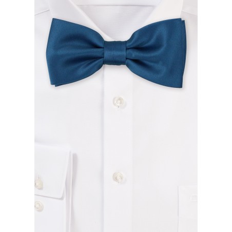 Teal Satin Bow Tie