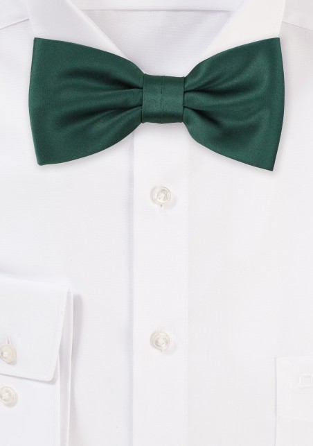 Satin Bow Tie in Hunter Green