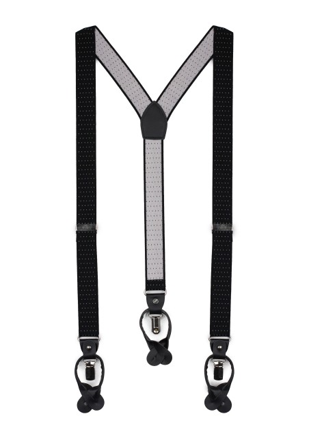 Black and Silver Pin Dot Suspenders
