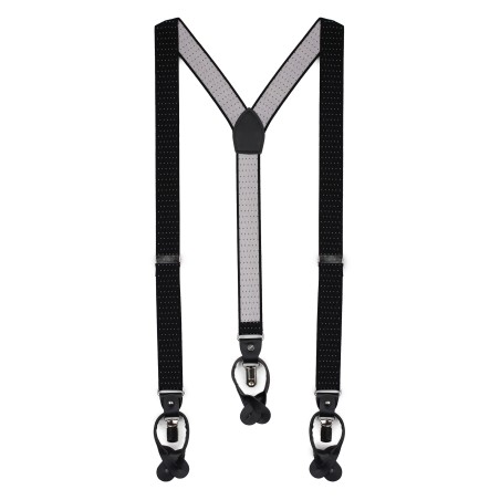 Black and Silver Pin Dot Suspenders