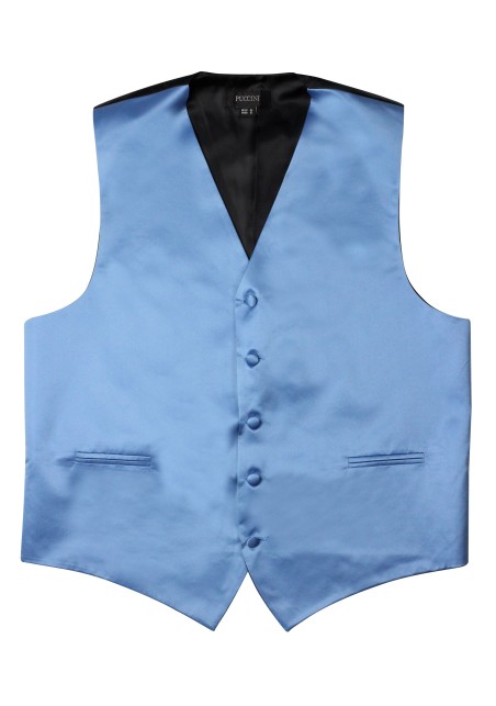 Steel Blue Formal Satin Vest Flat