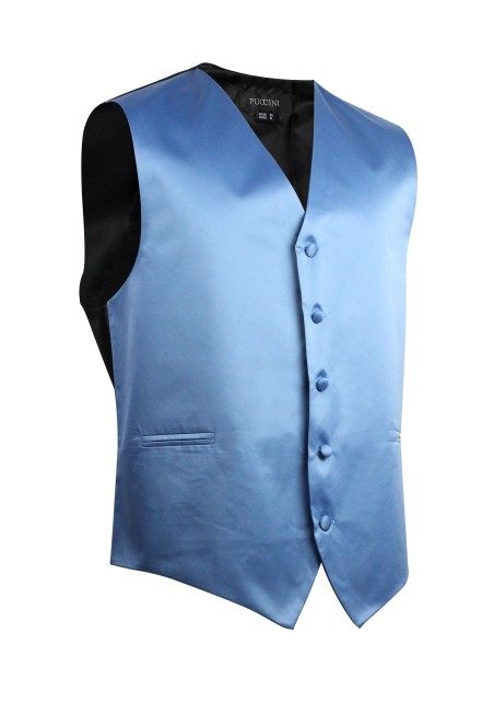 Kids Vest in Steel Blue Satin