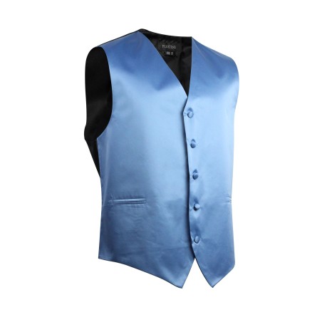 Kids Vest in Steel Blue Satin