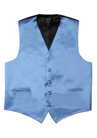 Kids Vest in Steel Blue Satin Flat