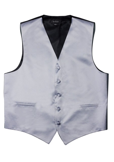 Silver Formal Satin Vest Flat