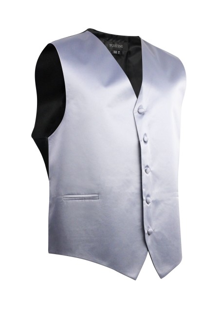 Silver Formal Satin Kids Vest