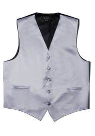 Silver Formal Satin Kids Vest Flat