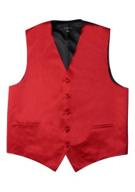 Cherry Red Formal Satin Vest Flat