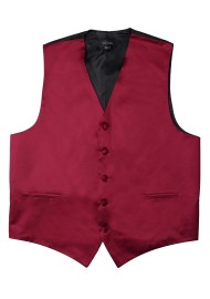 Formal Satin Fabric Dress Vest in Burgundy Flat