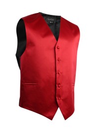 Kids Vest in Cherry Red Satin