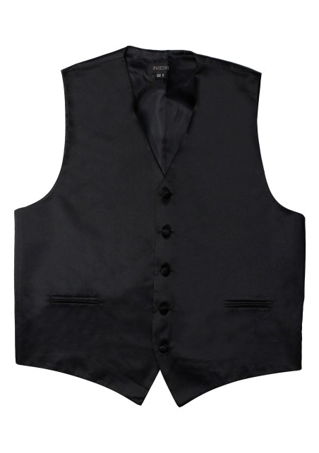 Kids Vest in Black Satin Flat