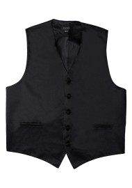 Kids Vest in Black Satin Flat