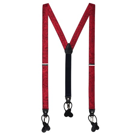 Ruby Red Paisley Suspenders