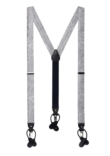 Festive Silver Paisley Suspenders