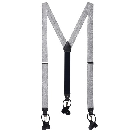 Festive Silver Paisley Suspenders