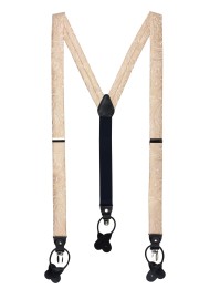 Golden Champagne Suspenders with Paisley Patterned Microfiber straps