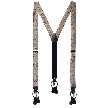 Elegant Paisley Suspenders in Bronze Gold