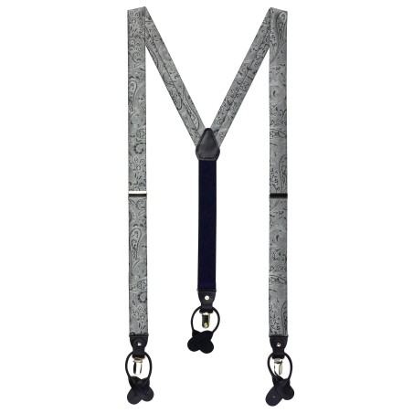 Mercury Silver Paisley Suspenders