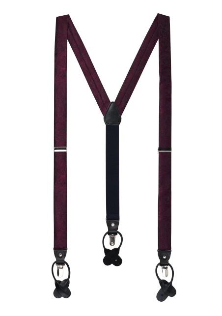 Claret Red Paisley Suspenders
