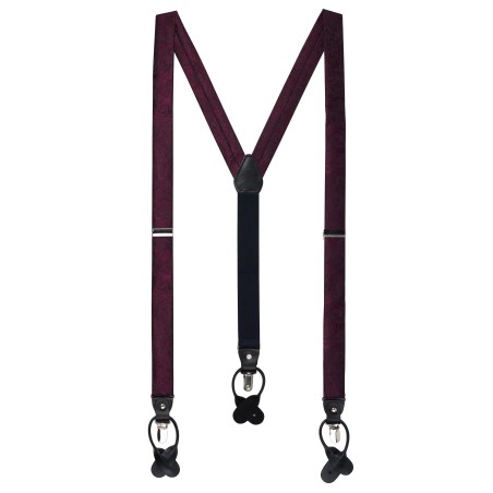 Claret Red Paisley Suspenders