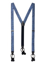 Elegant Paisley Suspenders in Steel Blue