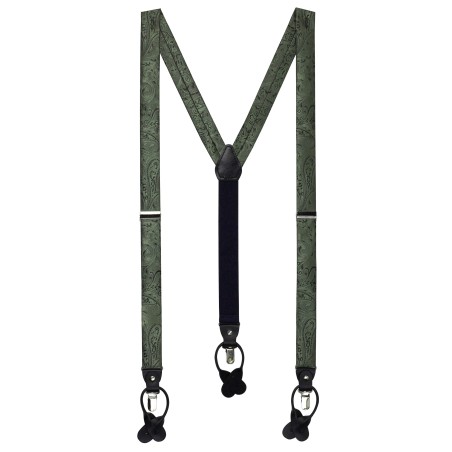 Moss Green Paisley Suspenders