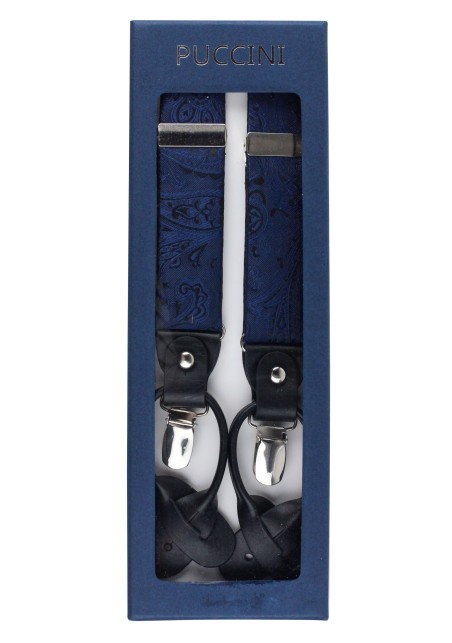 Midnight Navy Paisley Suspenders in Box