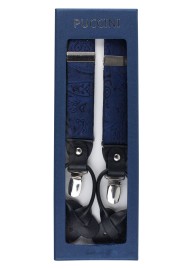 Midnight Navy Paisley Suspenders in Box