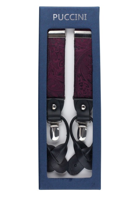 Claret Red Paisley Suspenders in Box