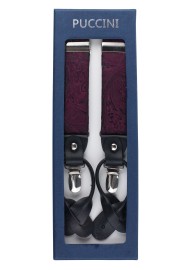 Claret Red Paisley Suspenders in Box