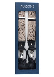 Elegant Paisley Suspenders in Bronze Gold in Box