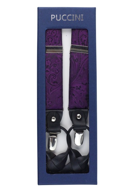 Paisley Suspenders in Berry in Box