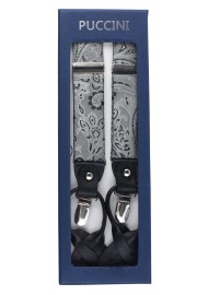 Mercury Silver Paisley Suspenders in Box