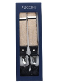 Golden Champagne Suspenders with Paisley Patterned Microfiber straps in Box