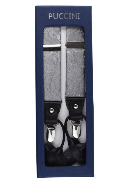 Festive Silver Paisley Suspenders in Box