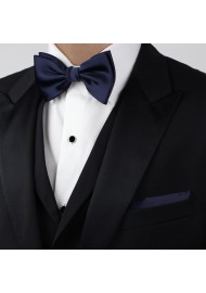 Dark Blue Bow Tie in Solid Color Styled with Tux Suit