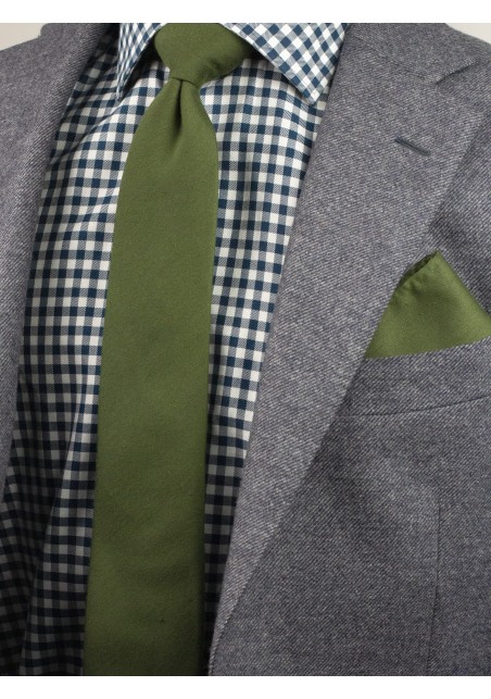 Olive Skinny Tie Set Styled