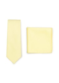 Matte Skinny Tie and Hanky Set in Lemon Chiffon