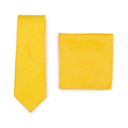 Matte Skinny Tie Set in Marigold
