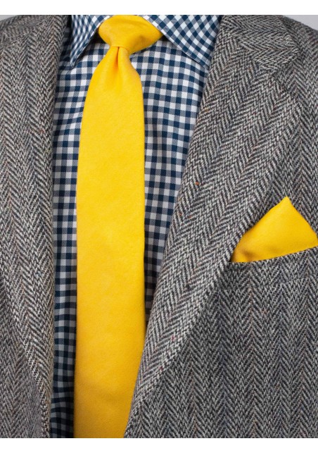 Matte Skinny Tie Set in Marigold Styled