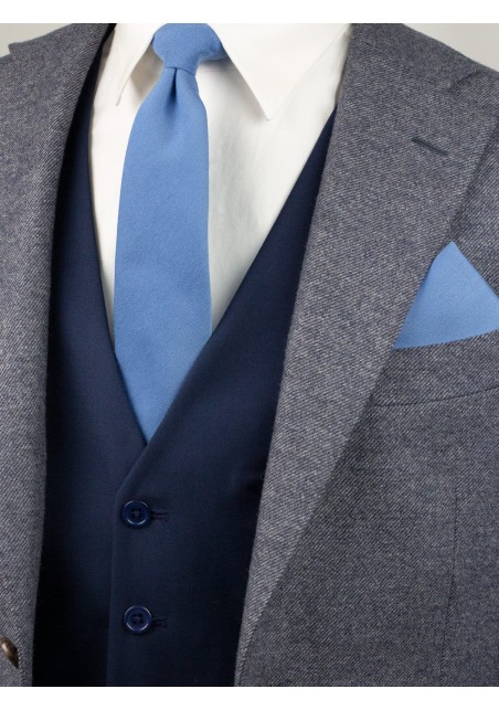 Ash Blue Tie and Hanky Set Styled