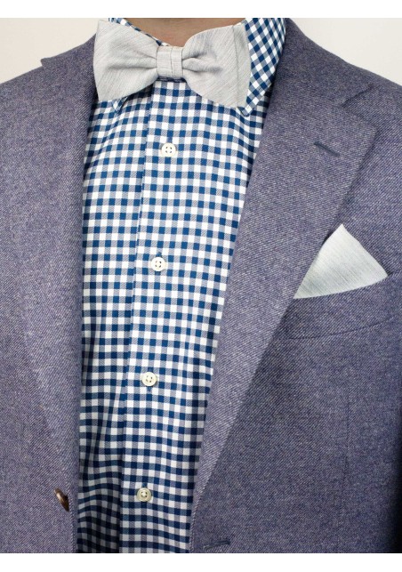 Linen Textured Bowtie Set in Mystic Gray Styled