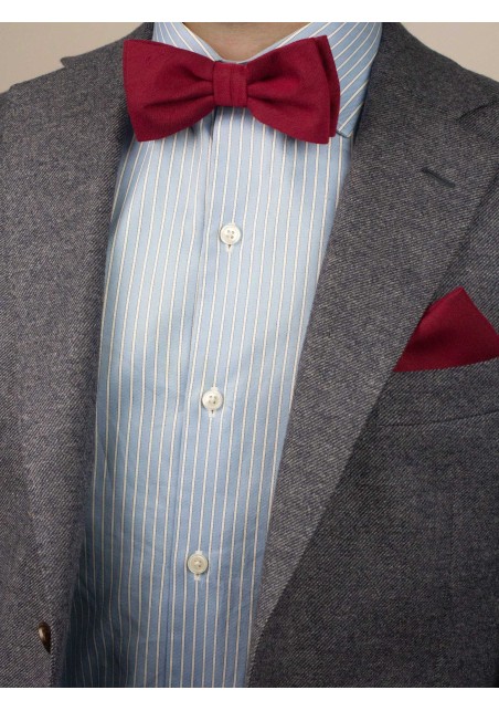 Woolen Bowtie Set in Sedona Red Styled