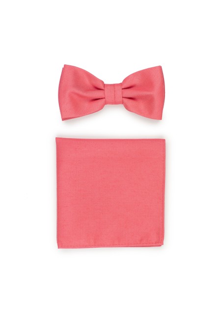 Linen Textured Bowtie Set in Coral
