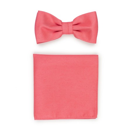Linen Textured Bowtie Set in Coral