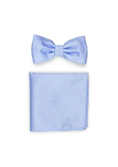 Pastel Blue Bowtie Set in Linen Texture